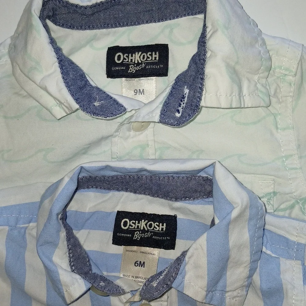 OshKosh B’Gosh Baby Boy Short Sleeve Button Down Bodysuit | Size:6M(strip) & 9M‎